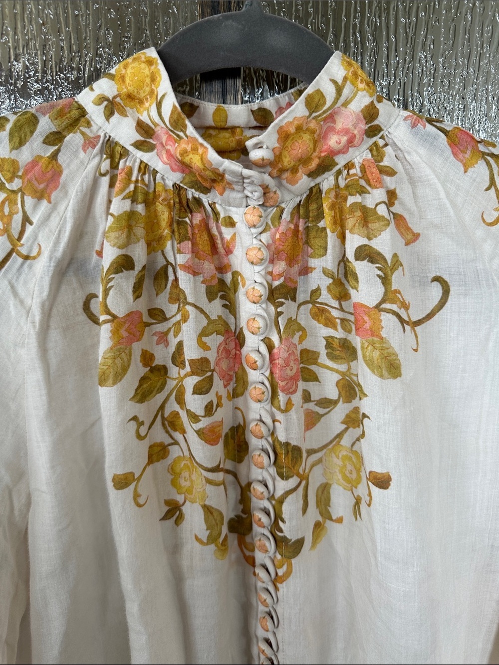 Kate Ford Noaea Blouse Cream Floral Peasant Blouse size US 6-8 - Picture 5 of 12